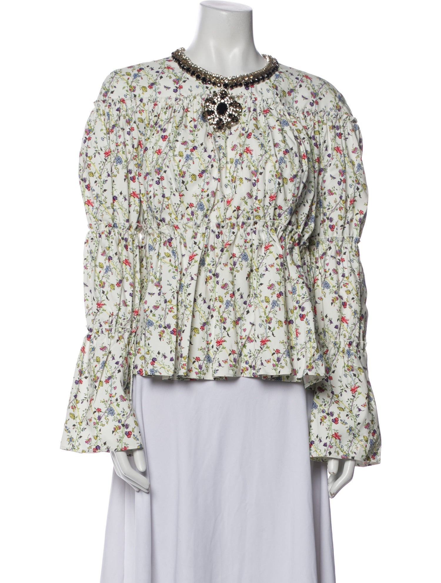Giambattista Valli Floral Print Mock Neck Blouse w/ Tags