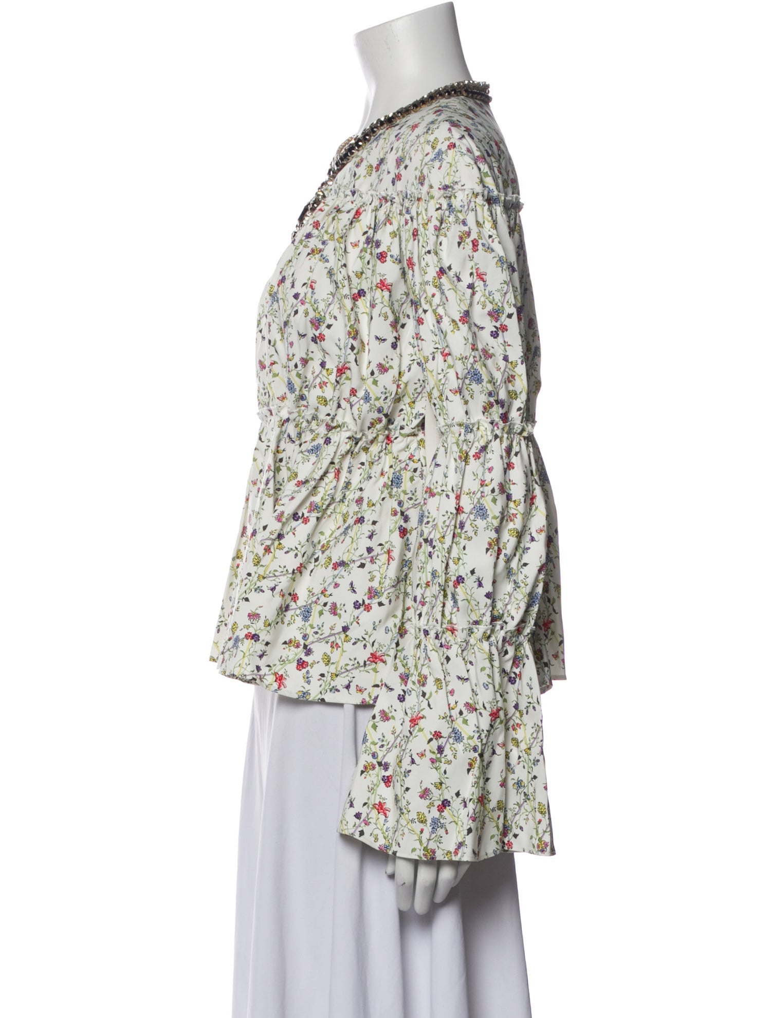 Giambattista Valli Floral Print Mock Neck Blouse w/ Tags