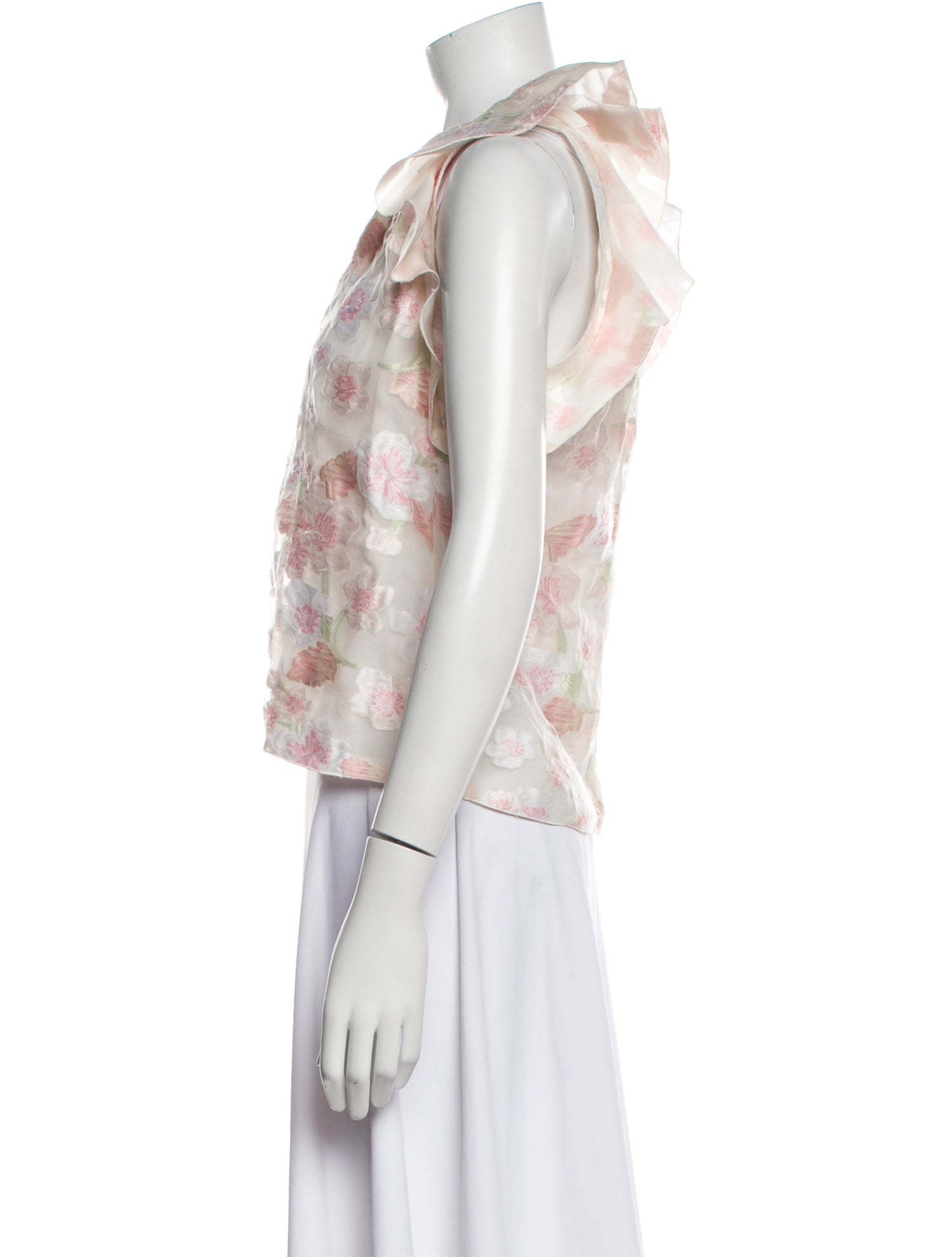 Giambattista Valli Floral Print Crew Neck Crop Top