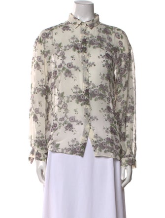 Giambattista Valli Silk Floral Print Button-Up Top