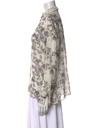 Giambattista Valli Silk Floral Print Button-Up Top