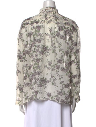 Giambattista Valli Silk Floral Print Button-Up Top
