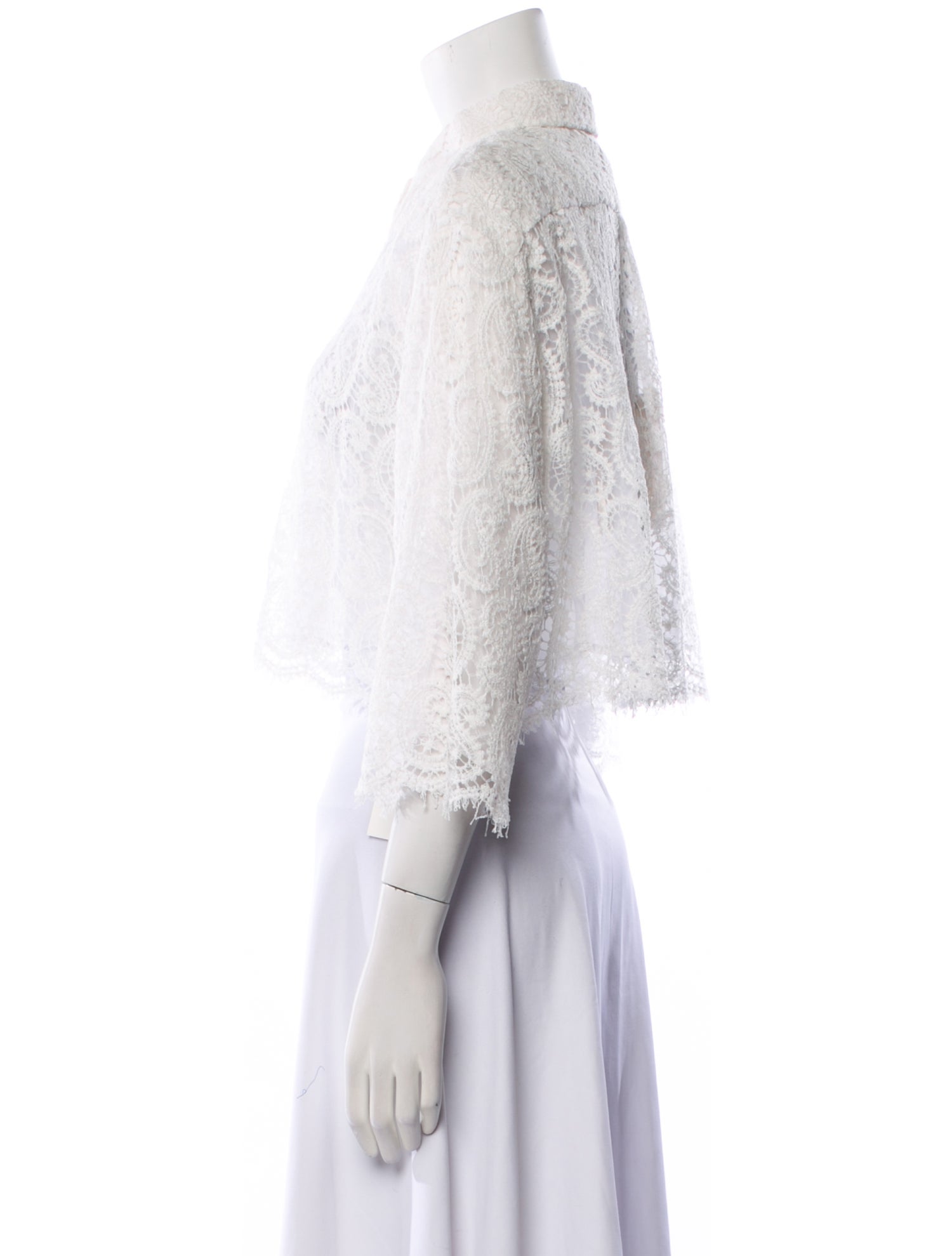 Giambattista Valli Lace Pattern Three-Quarter Sleeve Crop Top w/ Tags