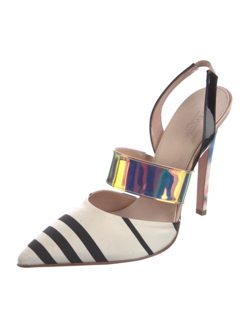 Giambattista Valli Canvas Animal Print Slingback Pumps