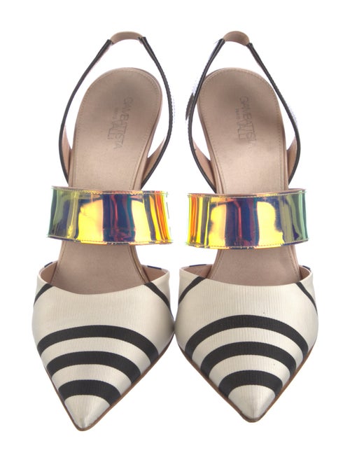 Giambattista Valli Canvas Animal Print Slingback Pumps
