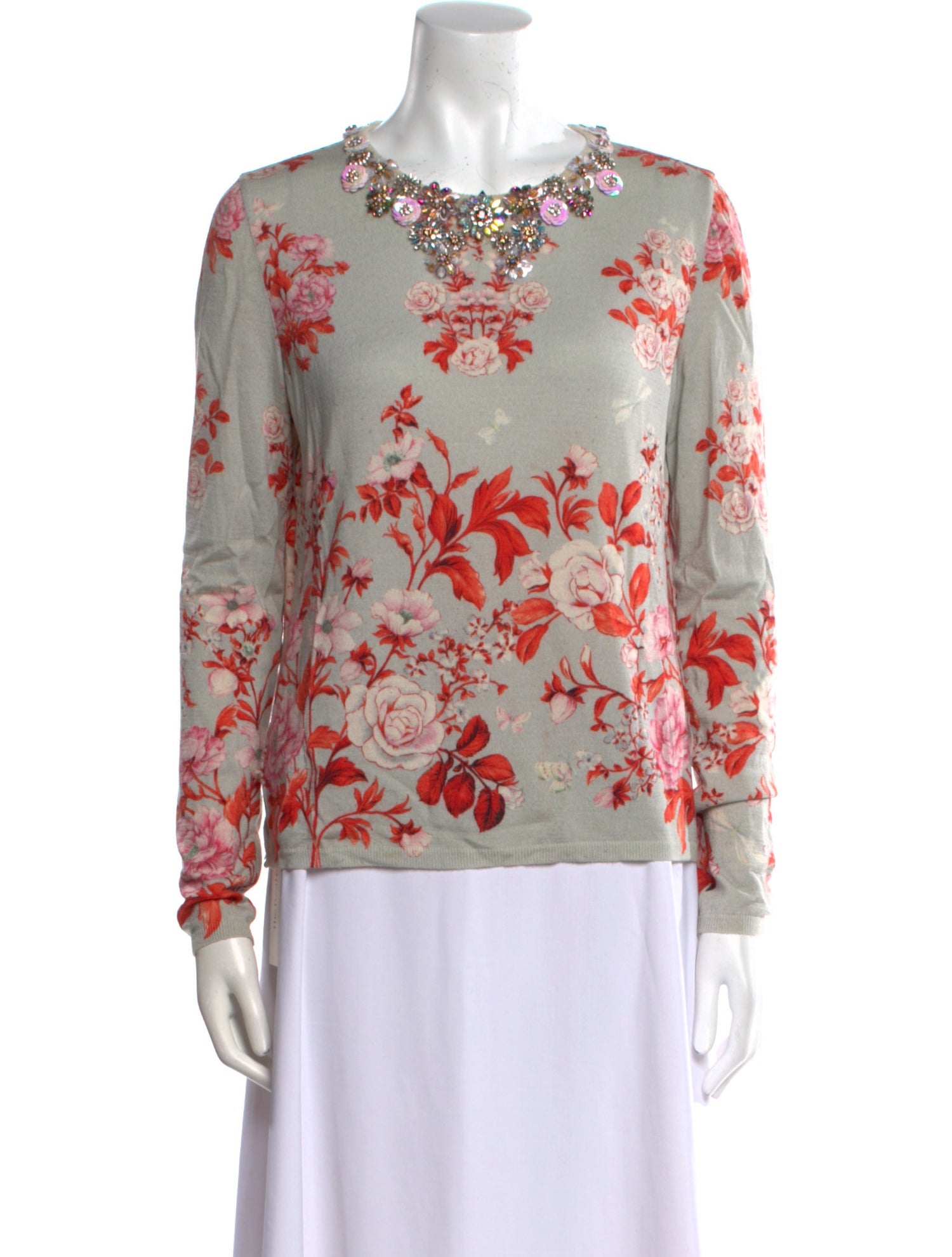 Giambattista Valli Virgin Wool Floral Print Sweater