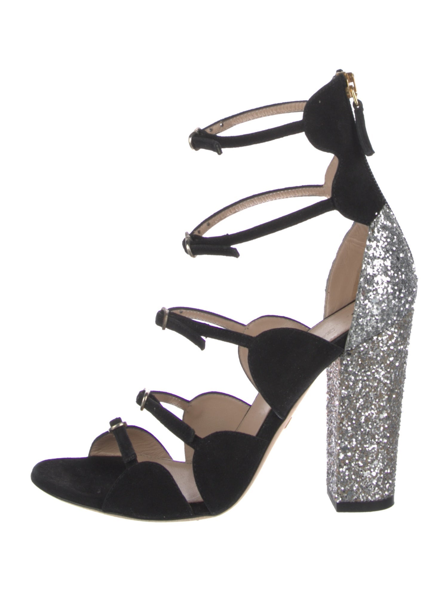 Giambattista Valli Suede Glitter Accents Gladiator Sandals