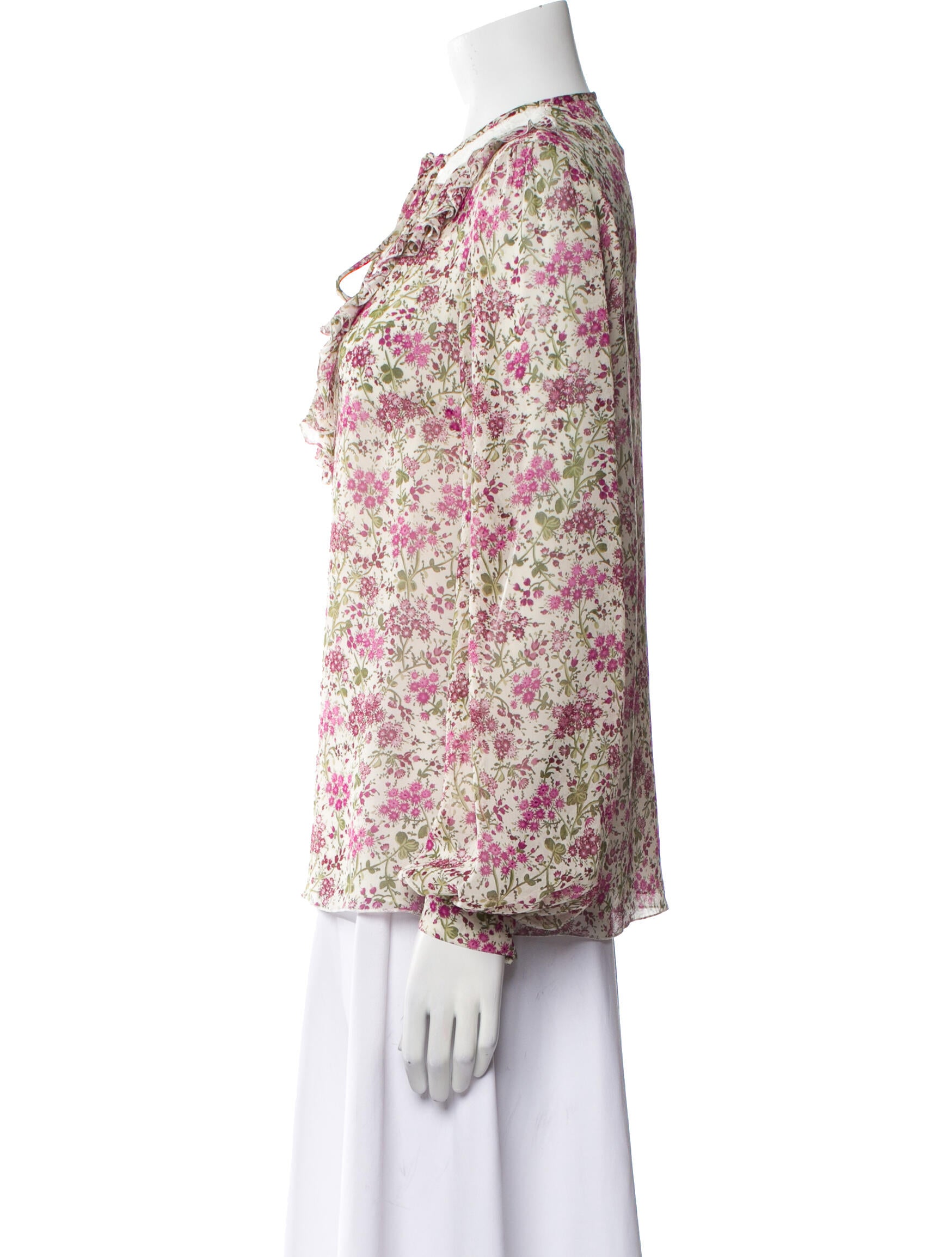 Giambattista Valli Floral Print Tie Neck Blouse