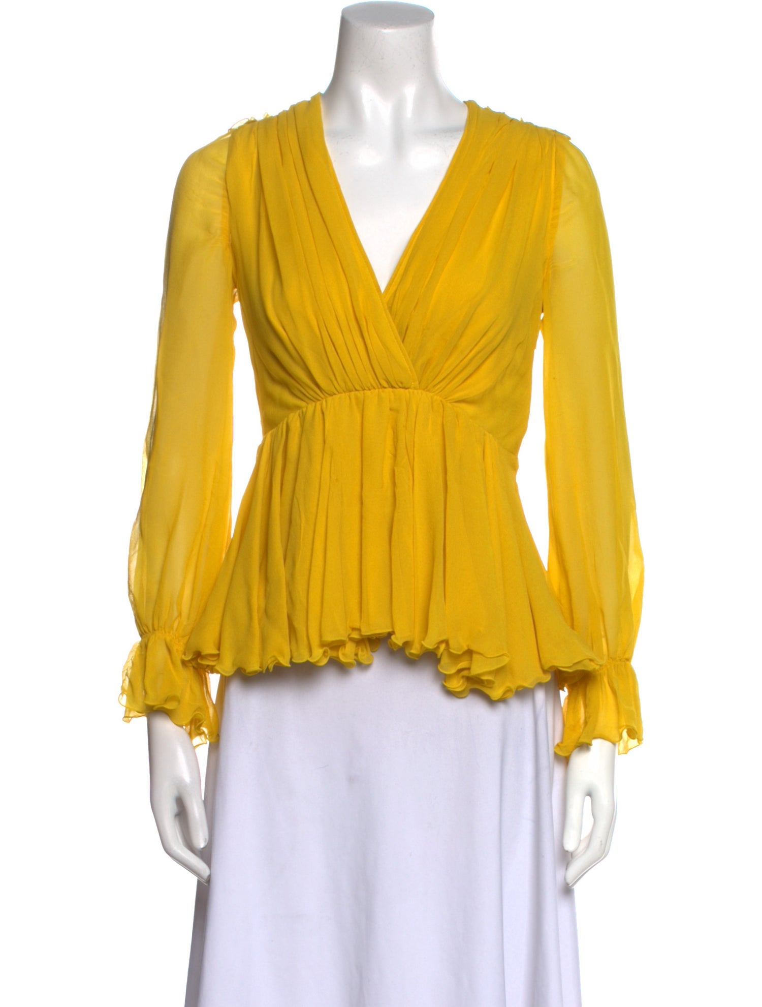 Giambattista Valli V-Neck Long Sleeve Blouse