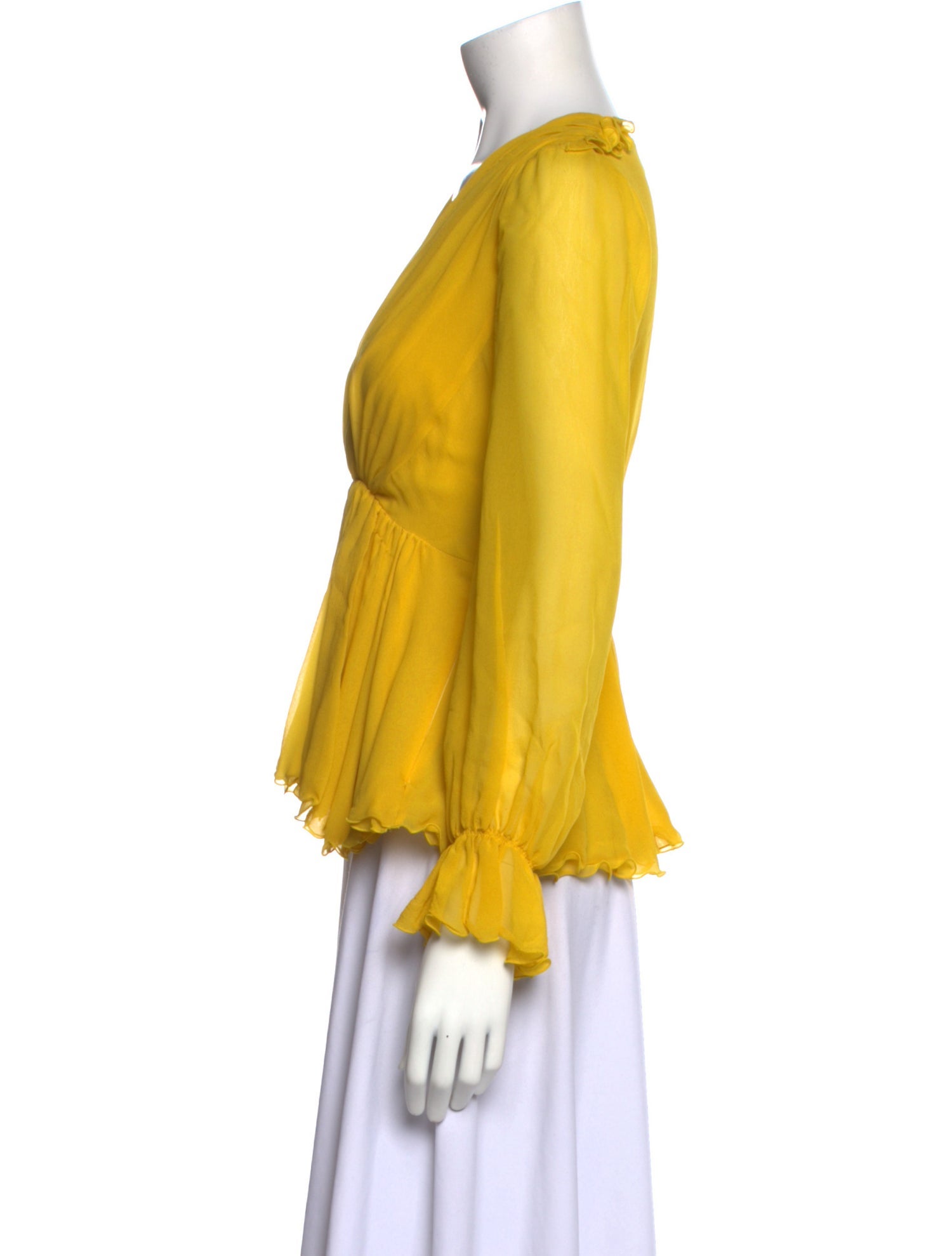 Giambattista Valli V-Neck Long Sleeve Blouse