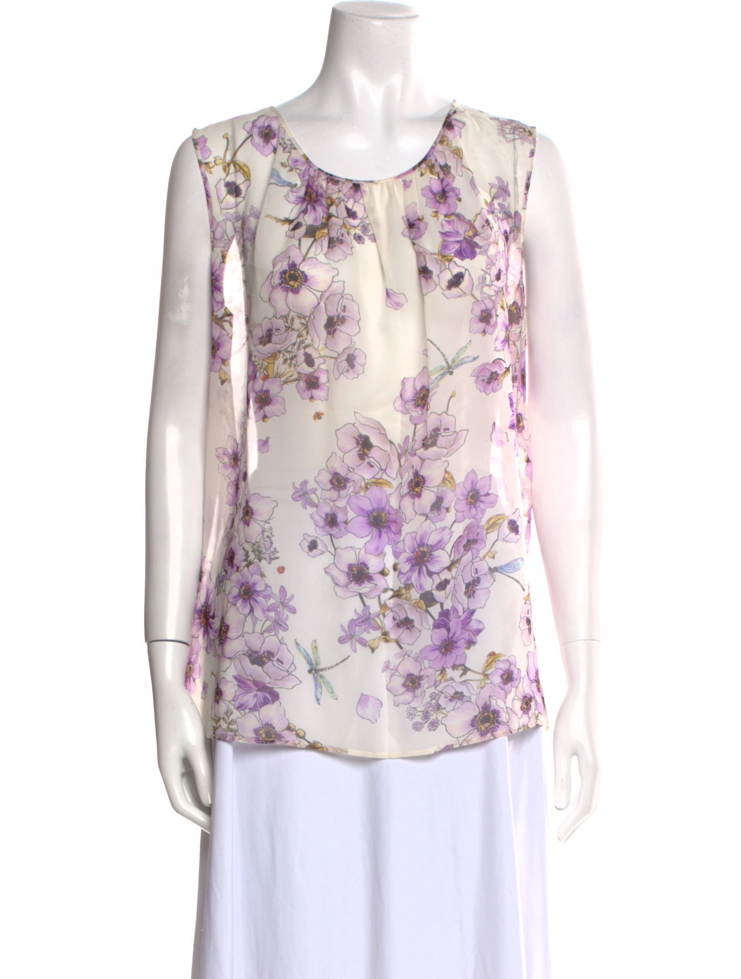 Giambattista Valli Silk Floral Print Top
