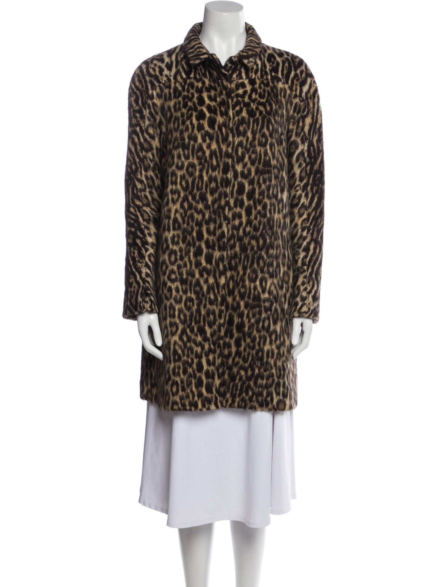 Giambattista Valli Virgin Wool Animal Print Faux Fur Coat