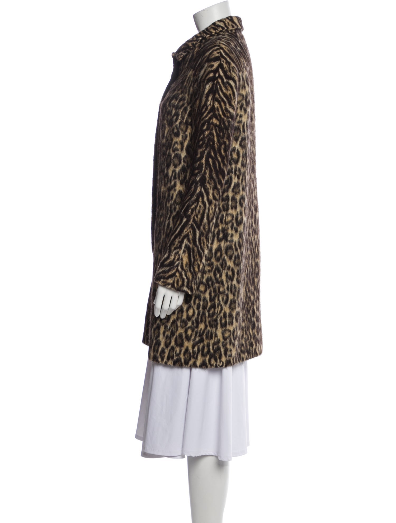 Giambattista Valli Virgin Wool Animal Print Faux Fur Coat