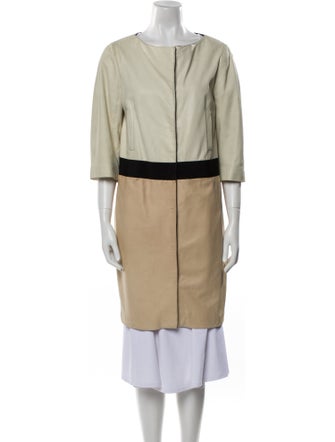 Giambattista Valli Leather Colorblock Pattern Coat