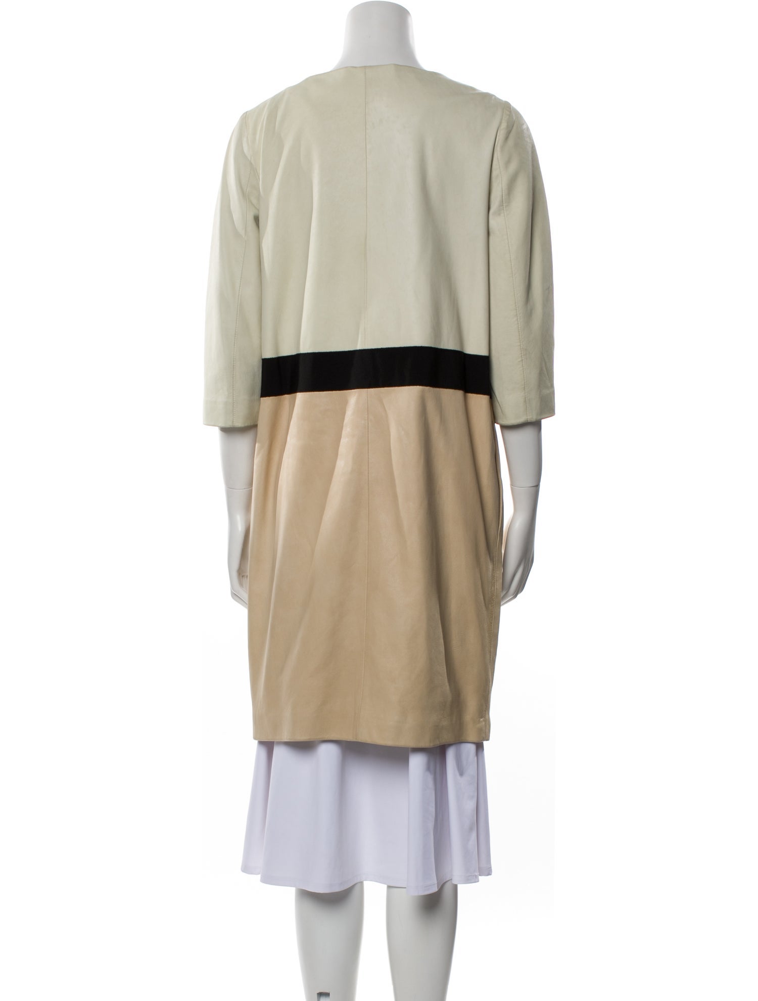 Giambattista Valli Leather Colorblock Pattern Coat