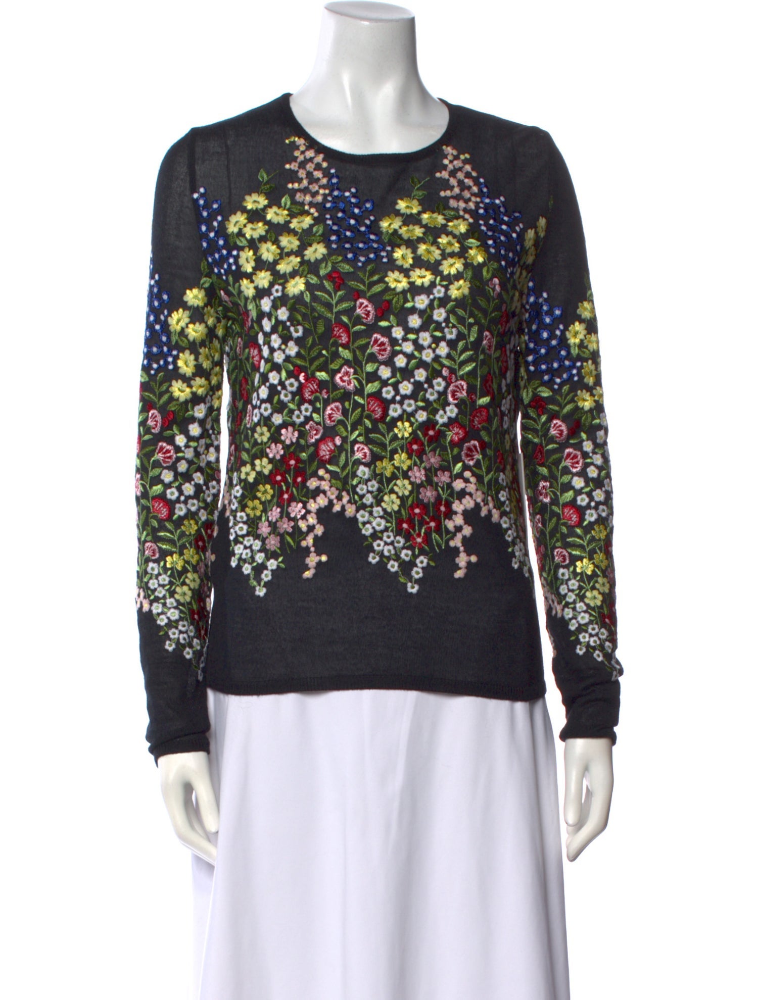 Giambattista Valli Cashmere Floral Print Sweater