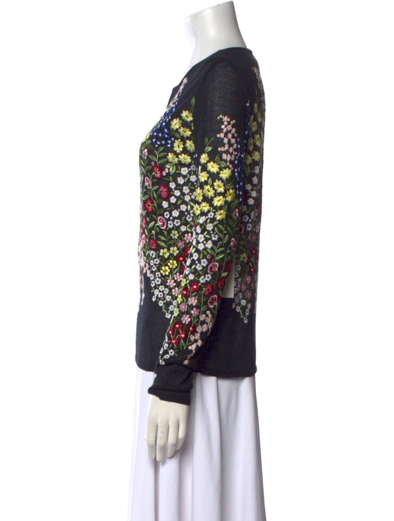 Giambattista Valli Cashmere Floral Print Sweater