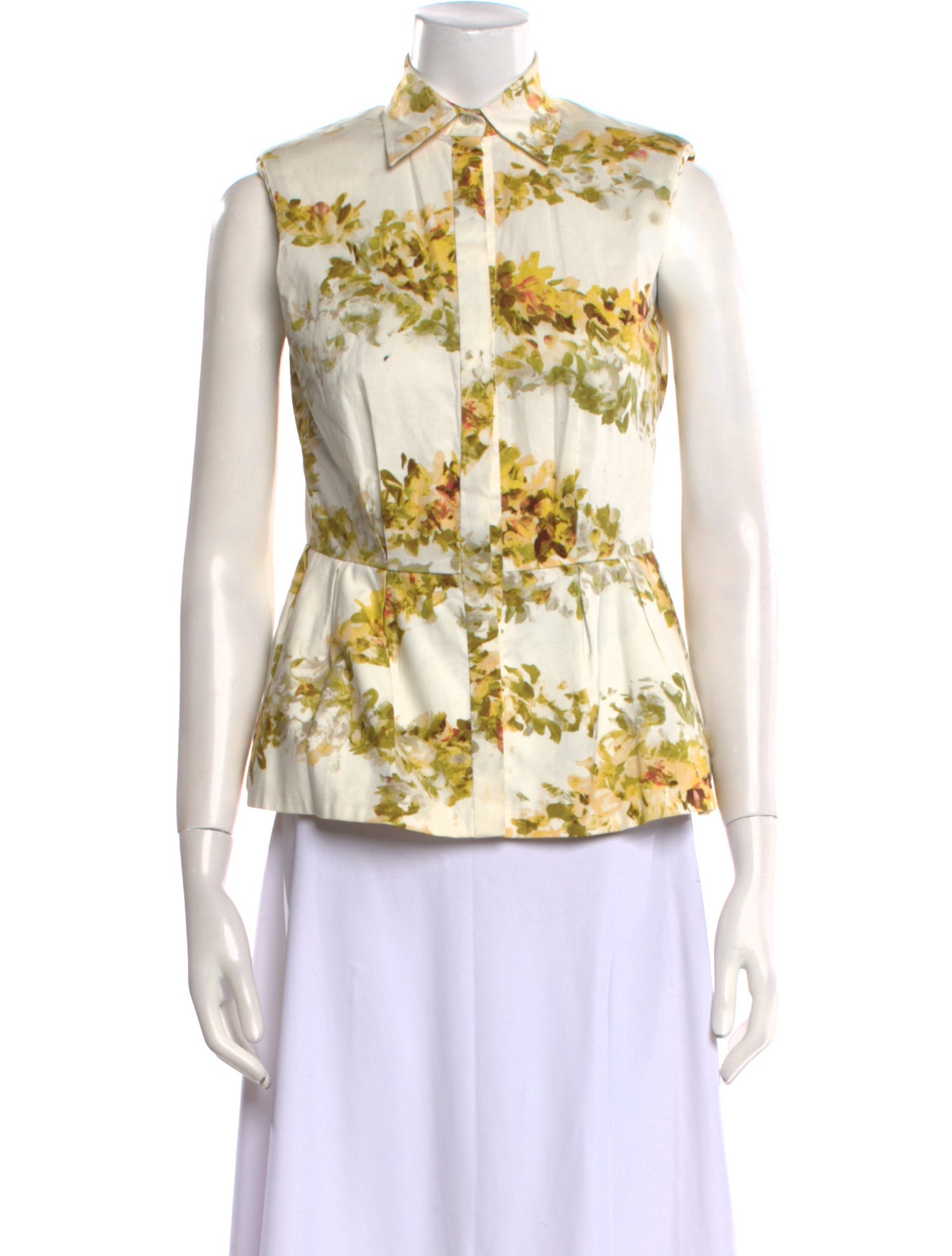 Giambattista Valli Floral Print Sleeveless Button-Up Top