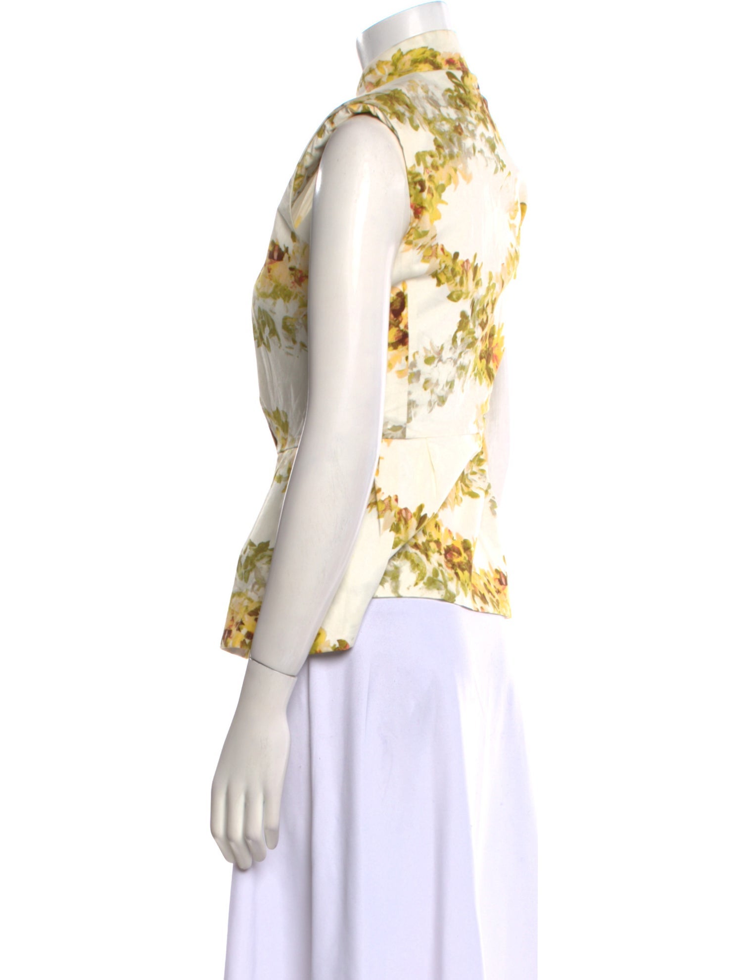Giambattista Valli Floral Print Sleeveless Button-Up Top
