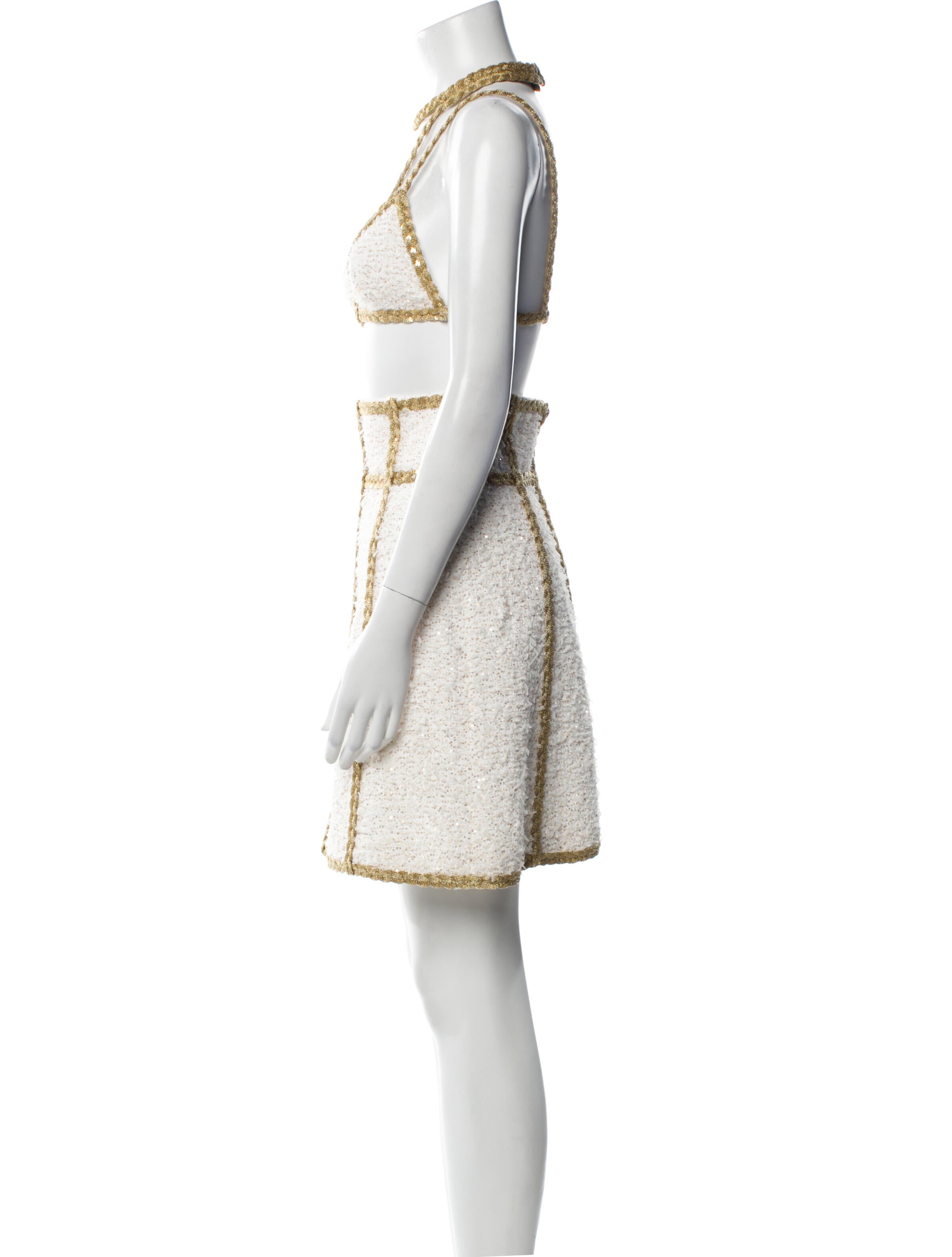 Giambattista Valli Tweed Pattern Sequin Embellishments Skirt Set w/ Tags