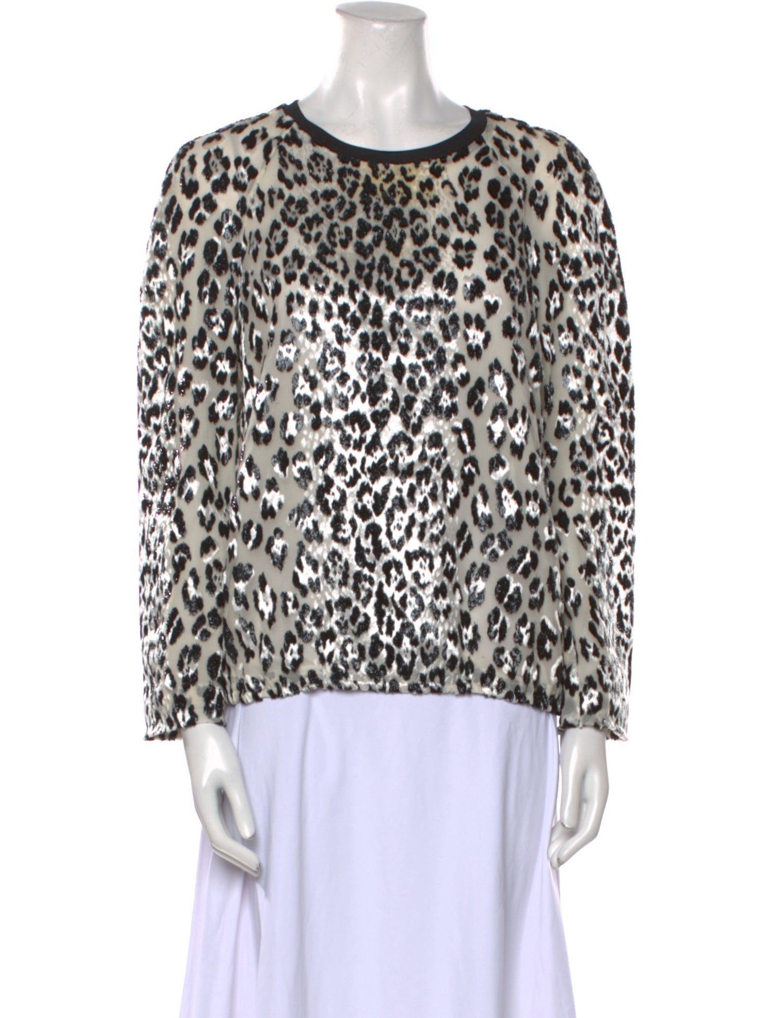 Giambattista Valli Animal Print Scoop Neck Blouse