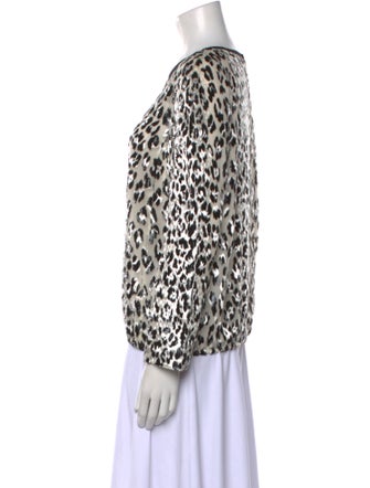 Giambattista Valli Animal Print Scoop Neck Blouse