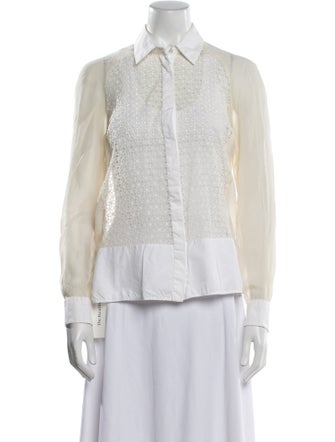 Giambattista Valli Long Sleeve Button-Up Top