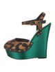 Giambattista Valli Satin Animal Print Slingback Pumps