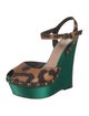 Giambattista Valli Satin Animal Print Slingback Pumps