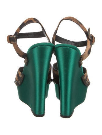 Giambattista Valli Satin Animal Print Slingback Pumps