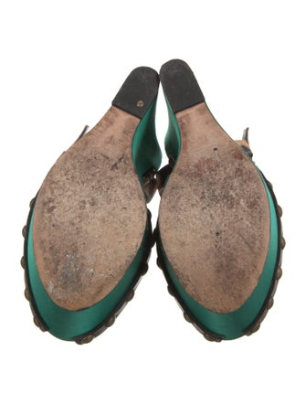 Giambattista Valli Satin Animal Print Slingback Pumps