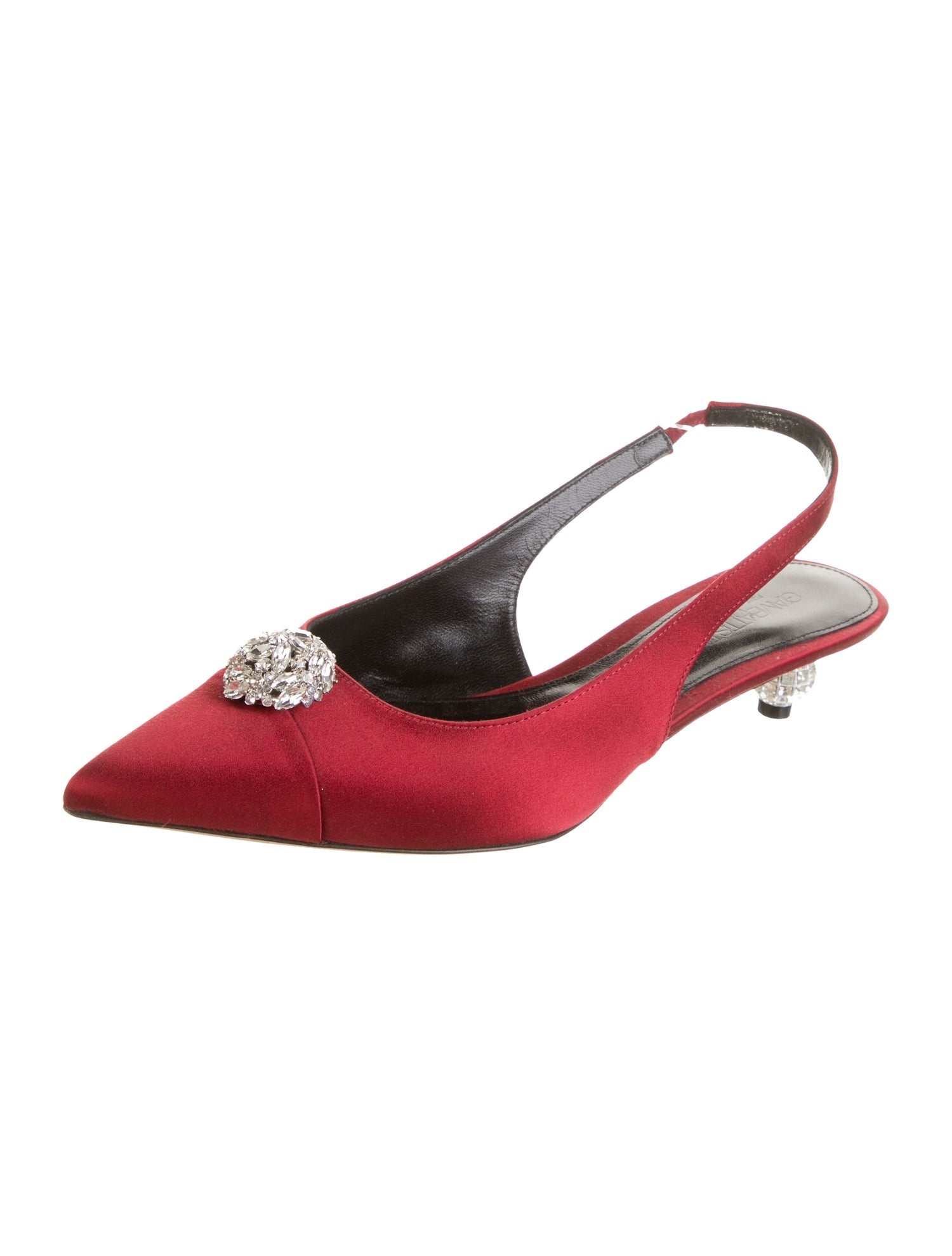 Giambattista Valli Satin Crystal Embellishments Slingback Pumps