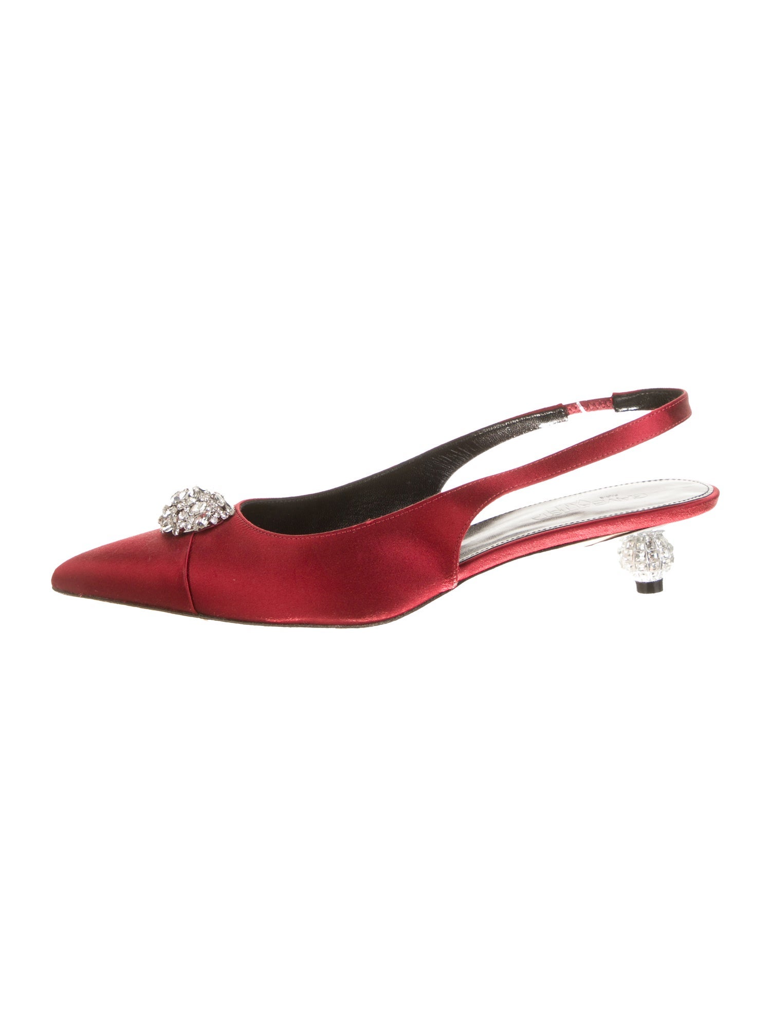 Giambattista Valli Satin Crystal Embellishments Slingback Pumps