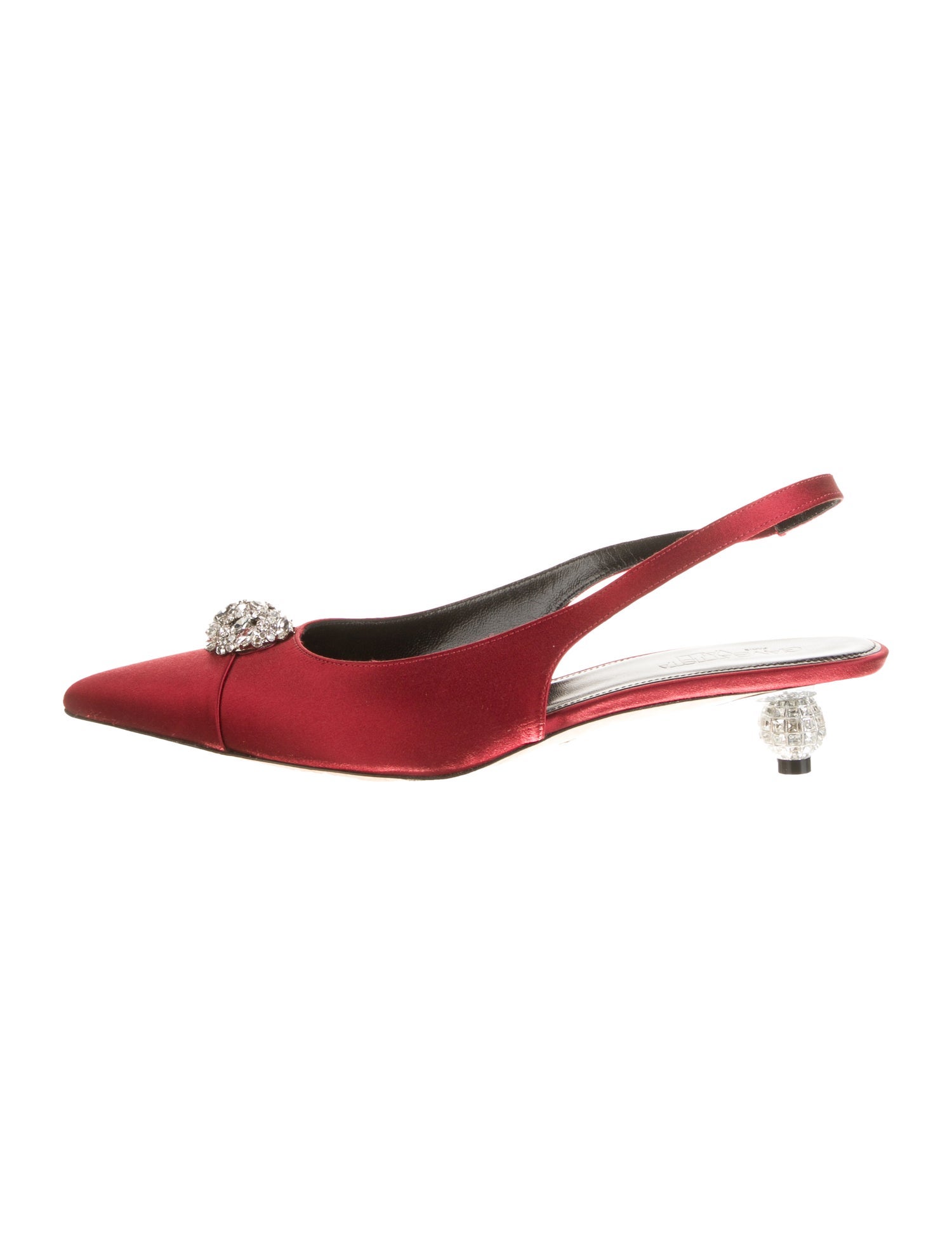 Giambattista Valli Satin Crystal Embellishments Slingback Flats