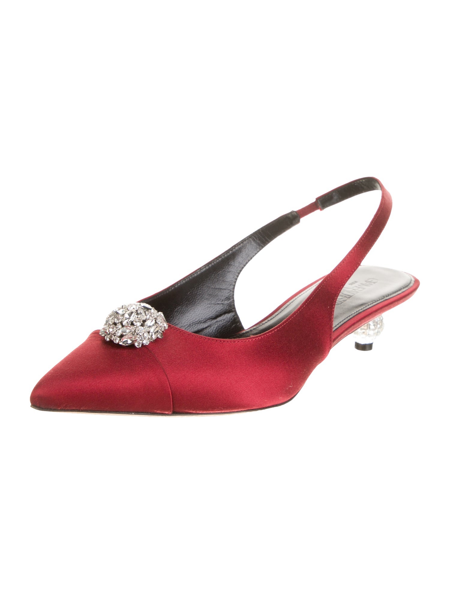 Giambattista Valli Satin Crystal Embellishments Slingback Flats