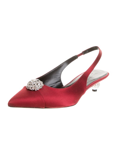 Giambattista Valli Satin Crystal Embellishments Slingback Flats