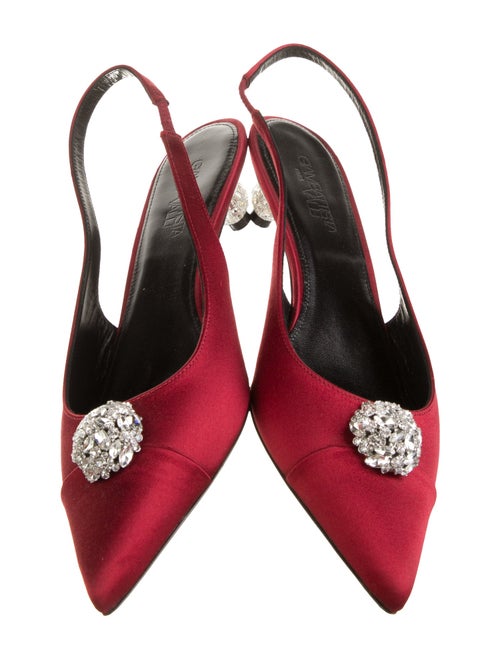 Giambattista Valli Satin Crystal Embellishments Slingback Flats