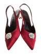 Giambattista Valli Satin Crystal Embellishments Slingback Flats