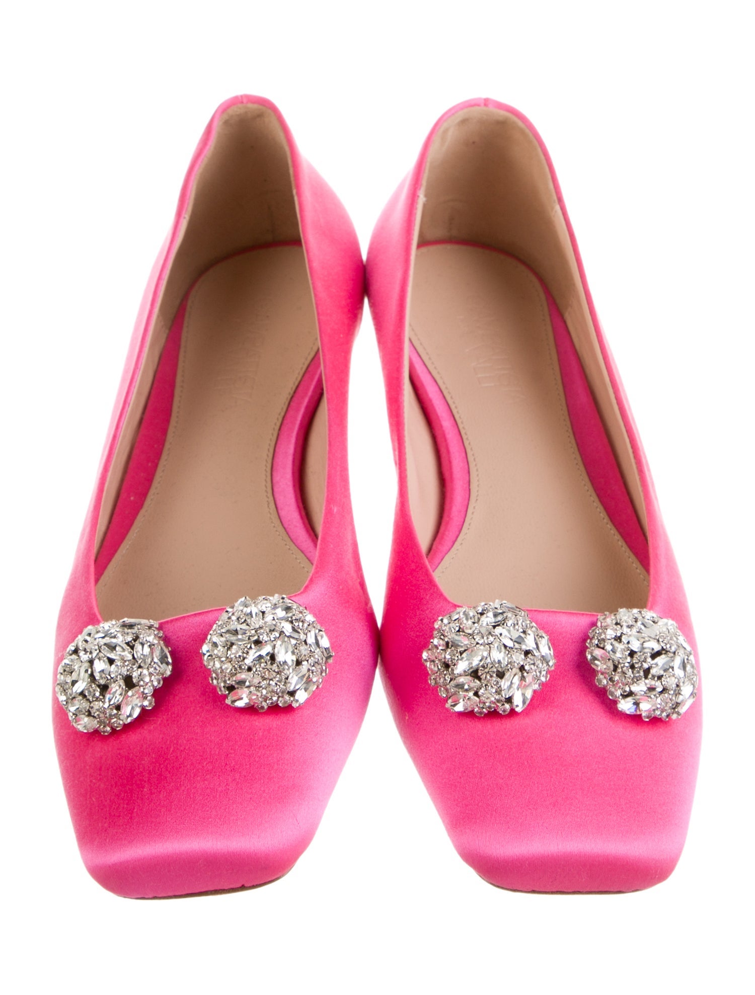 Giambattista Valli Satin Crystal Embellishments Ballet Flats