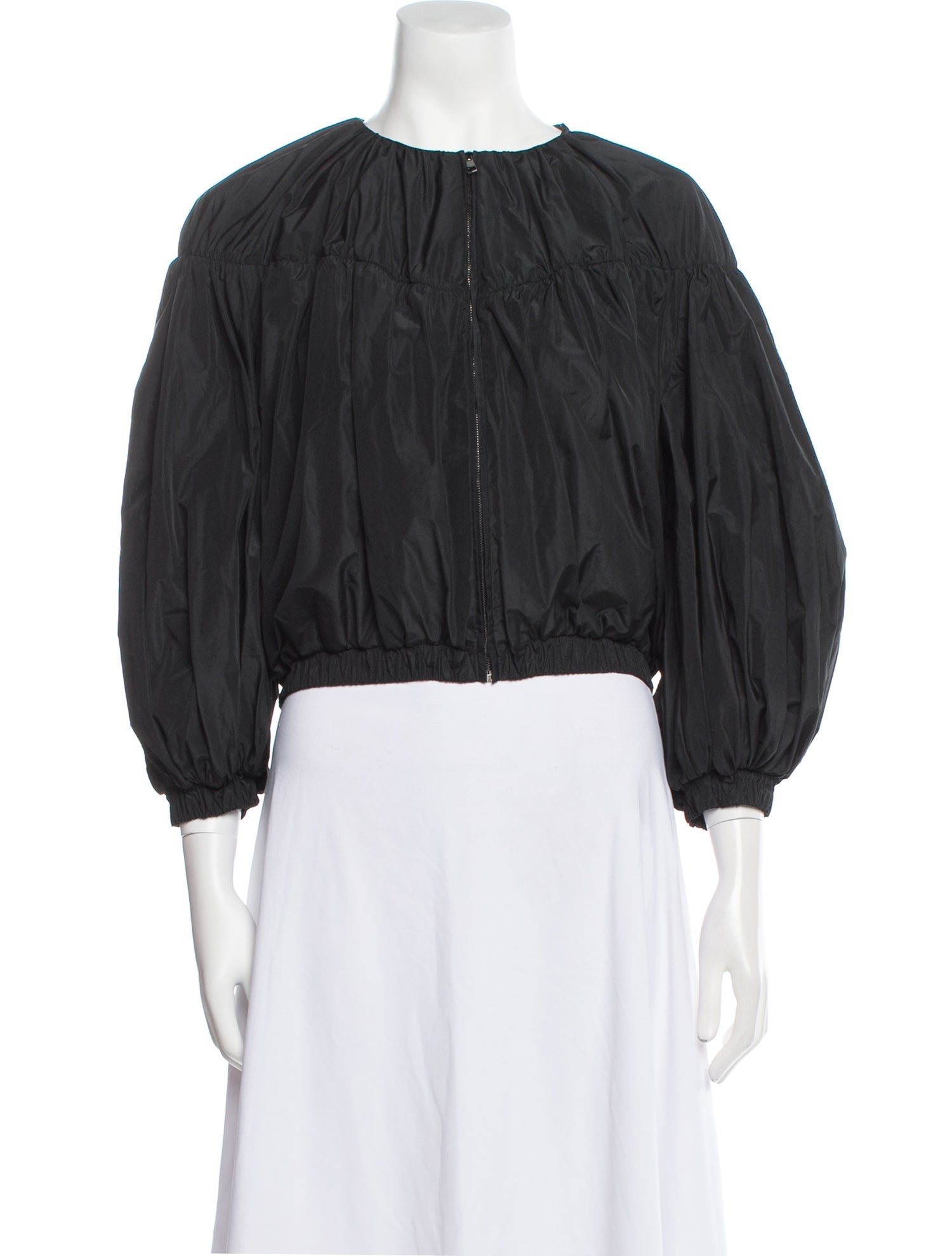 Giambattista Valli Bateau Neckline Three-Quarter Sleeve Crop Top