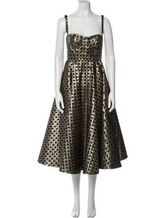 Giambattista Valli Square Neckline Midi Length Dress