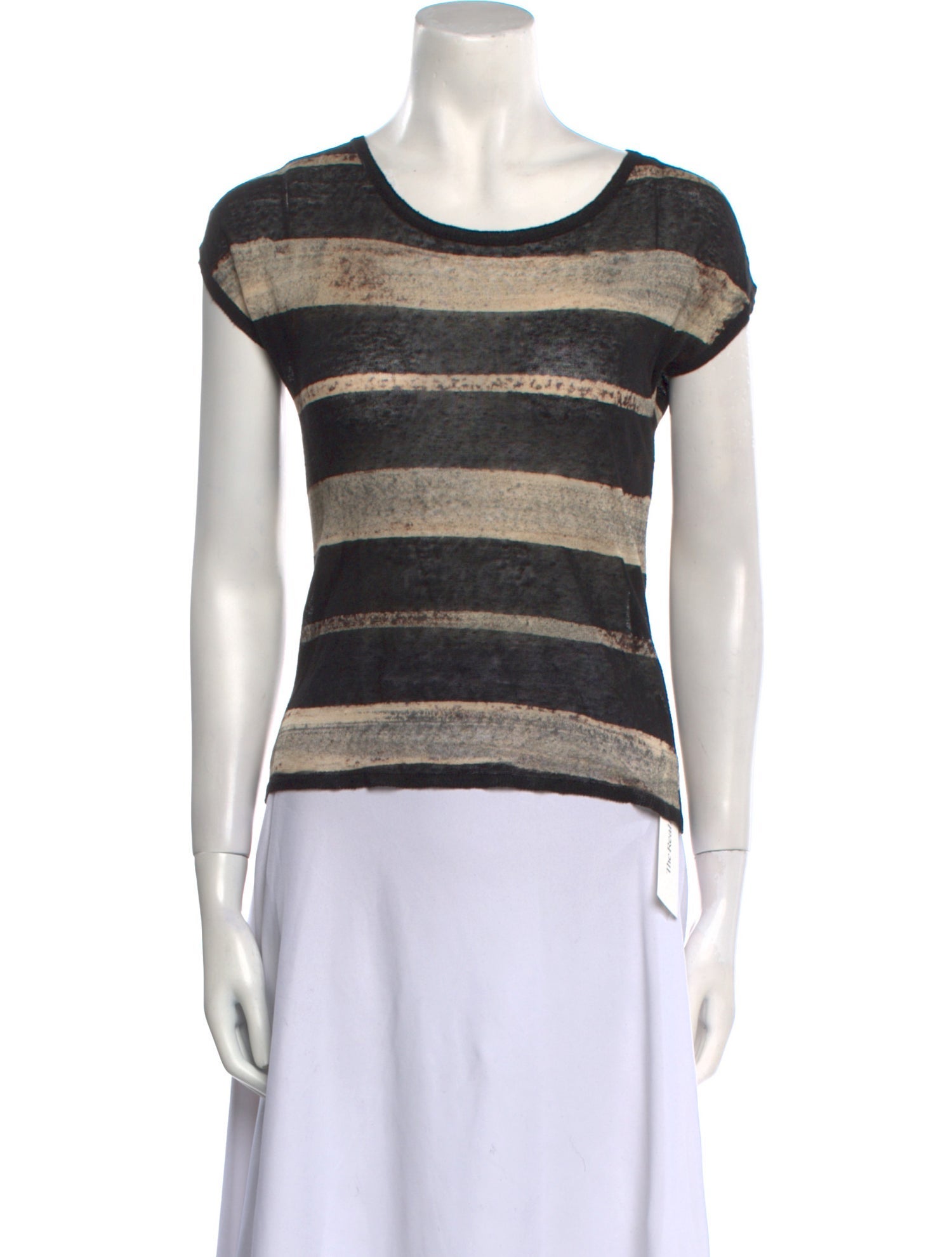 Giambattista Valli Linen Striped Top w/ Tags