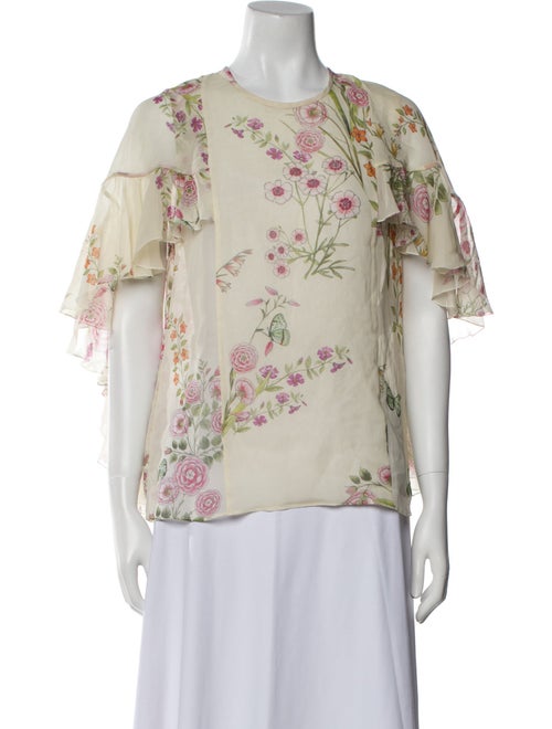 Giambattista Valli Floral Print Crew Neck Blouse