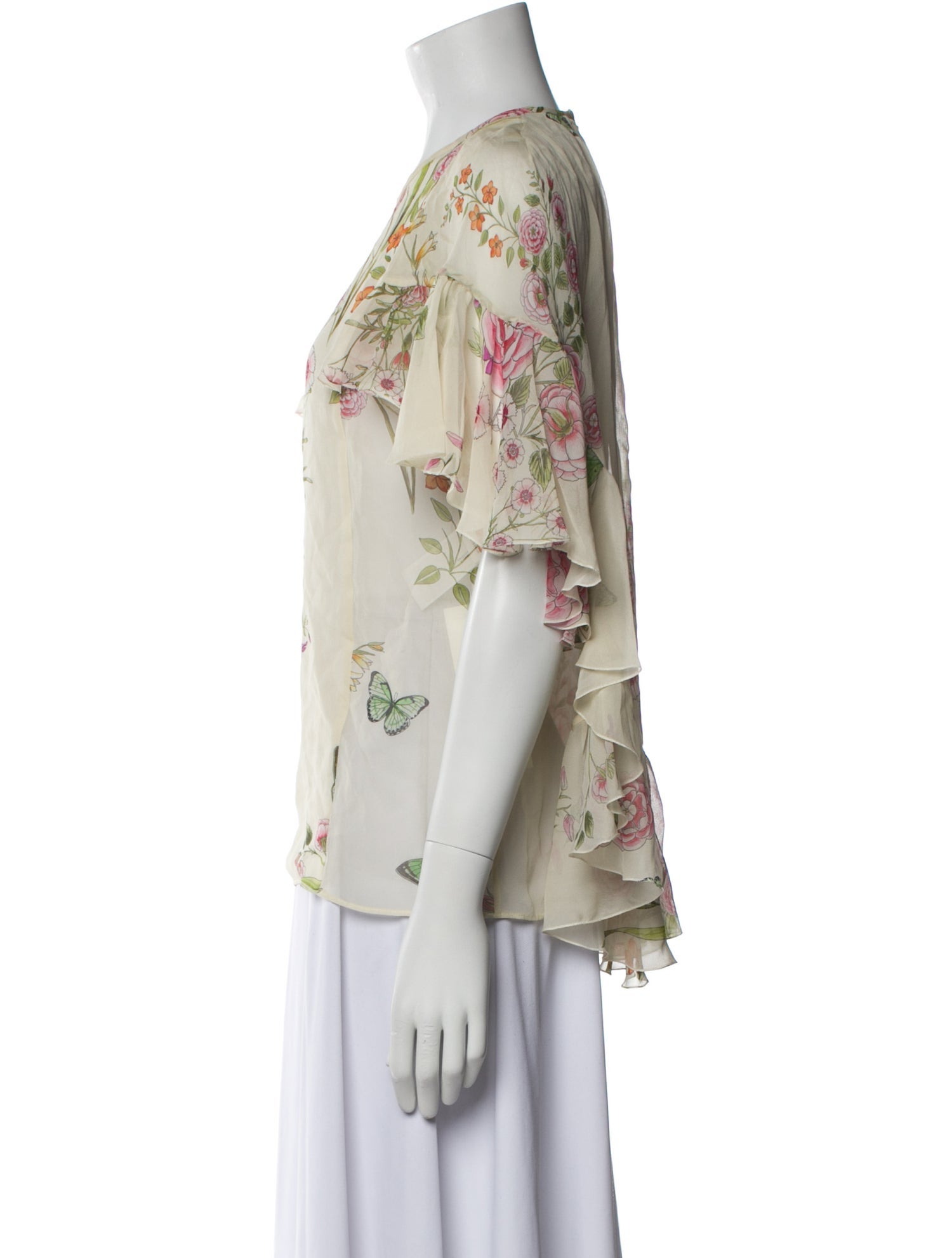 Giambattista Valli Floral Print Crew Neck Blouse