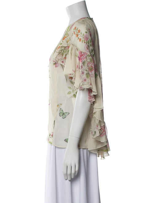 Giambattista Valli Floral Print Crew Neck Blouse