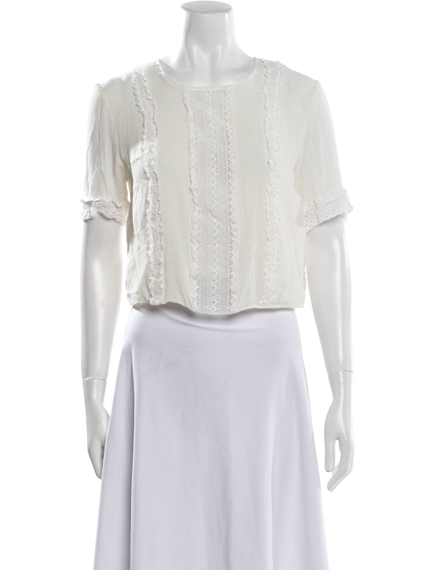 Giambattista Valli Silk Crew Neck Crop Top