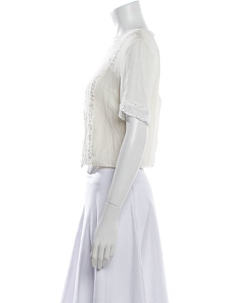 Giambattista Valli Silk Crew Neck Crop Top