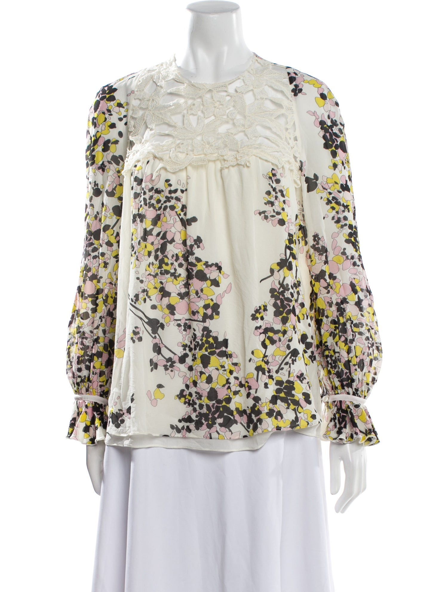 Giambattista Valli Silk Floral Print Blouse