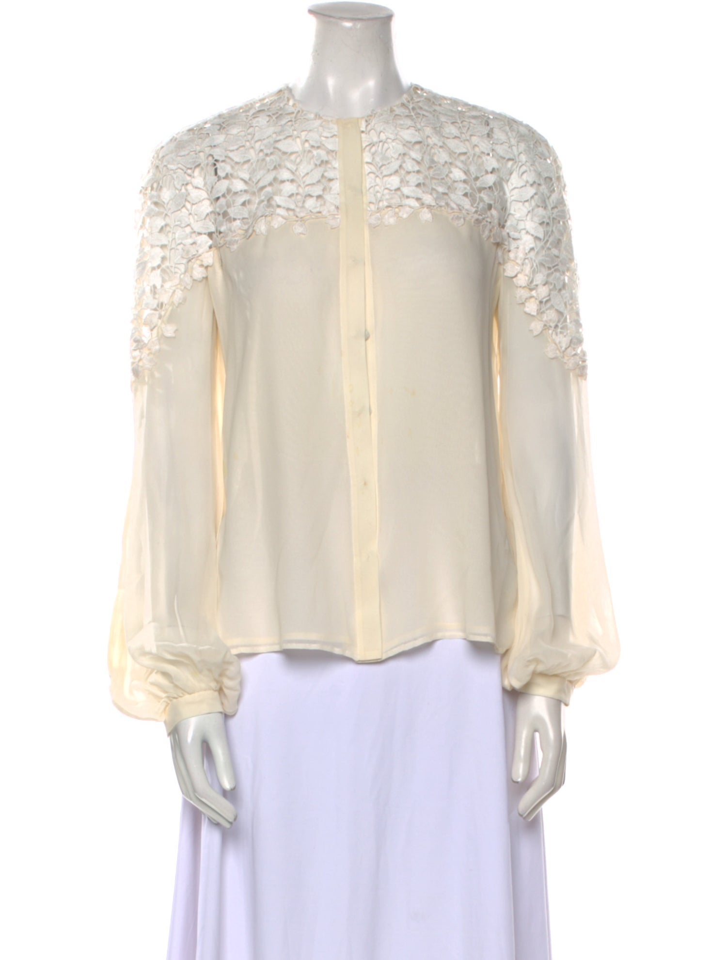 Giambattista Valli Crew Neck Long Sleeve Blouse