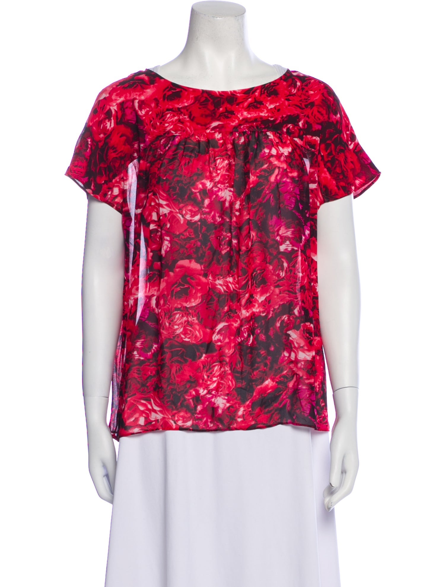 Giambattista Valli Floral Print Bateau Neckline T-Shirt